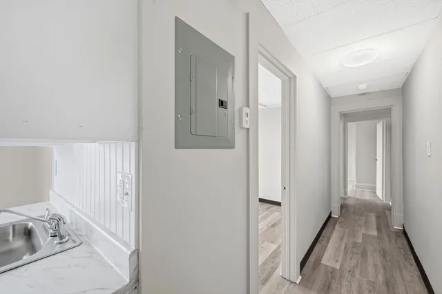 a bathroom with a bathtub and shower