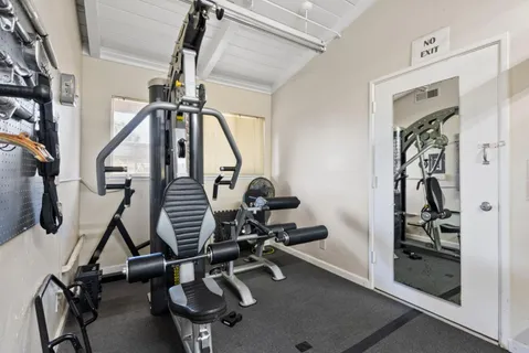 a view of a room with gym equipment