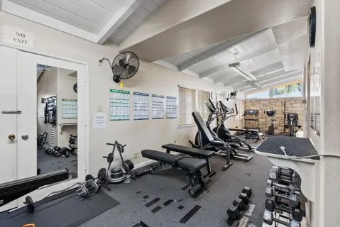a view of a room with gym equipment