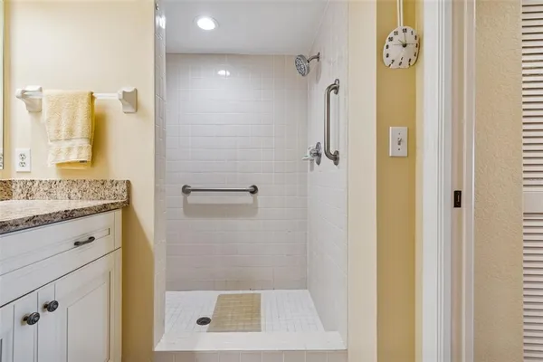 a view of a lake with a outdoor space