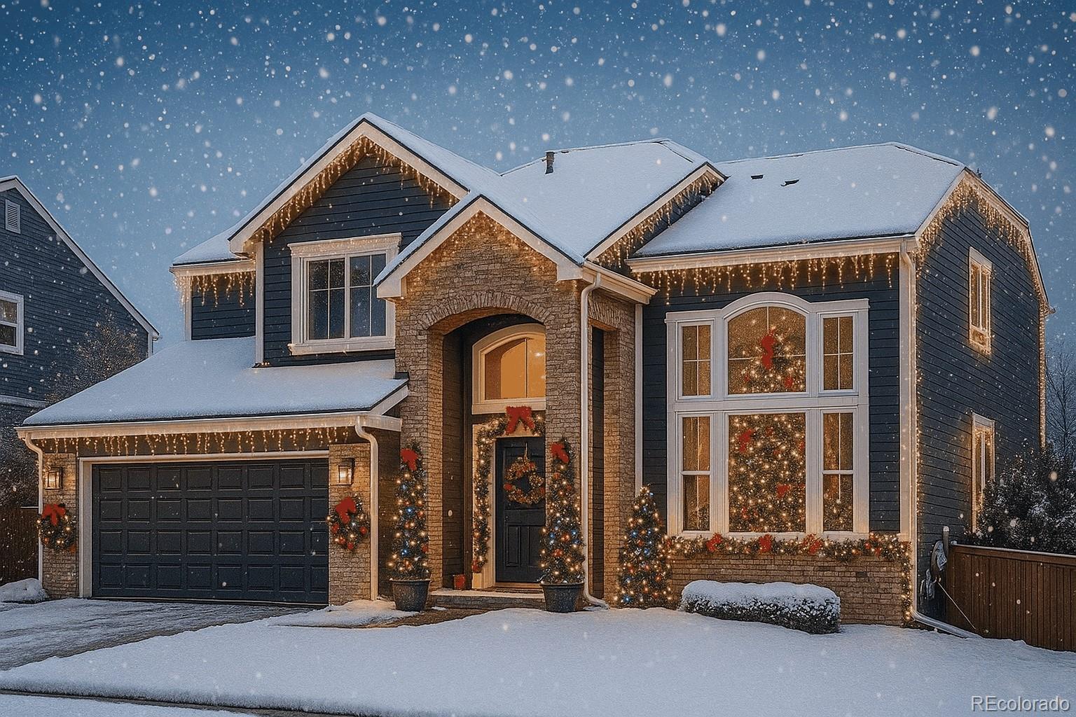 a front view of a house with a garage