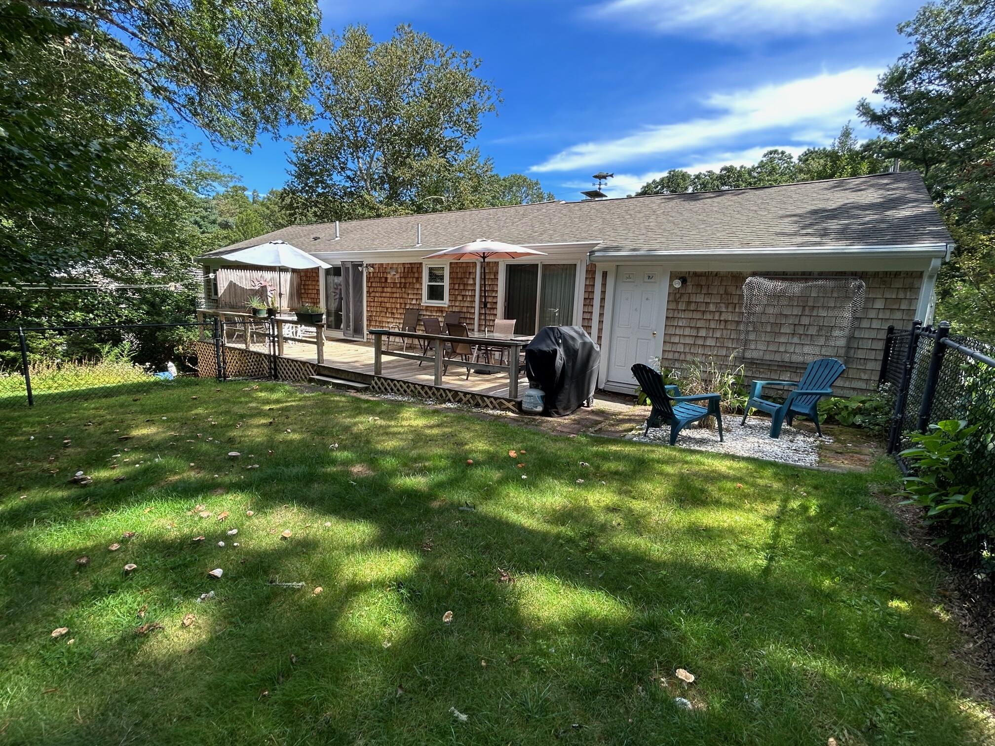 5 Acorn Road Dennis, MA 02638 - Photo 20 of 27 a view of a house with backyard sitting area and garden