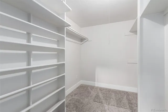 a view of an empty walk in closet