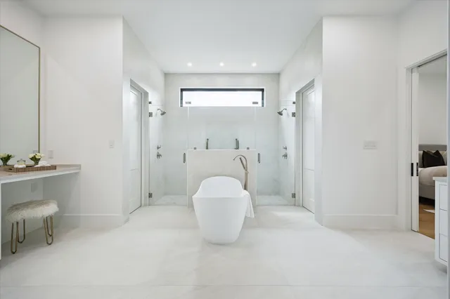 a bathroom with a sink and mirror