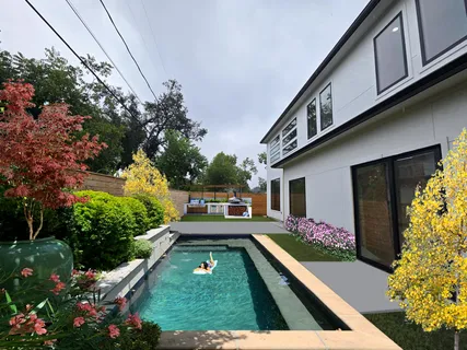 a view of back yard of the house