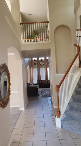 a view of a room with a window