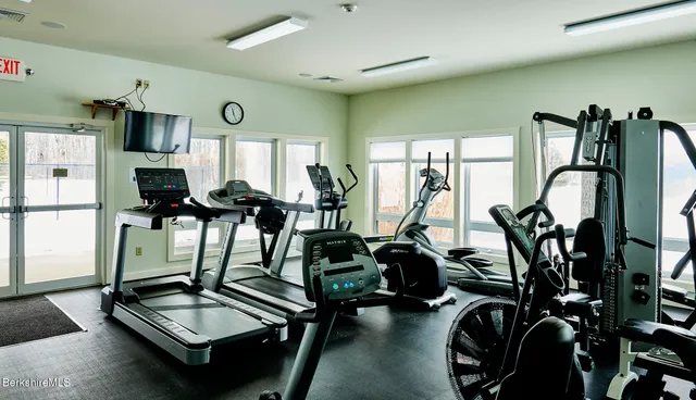 a view of a room with gym equipment