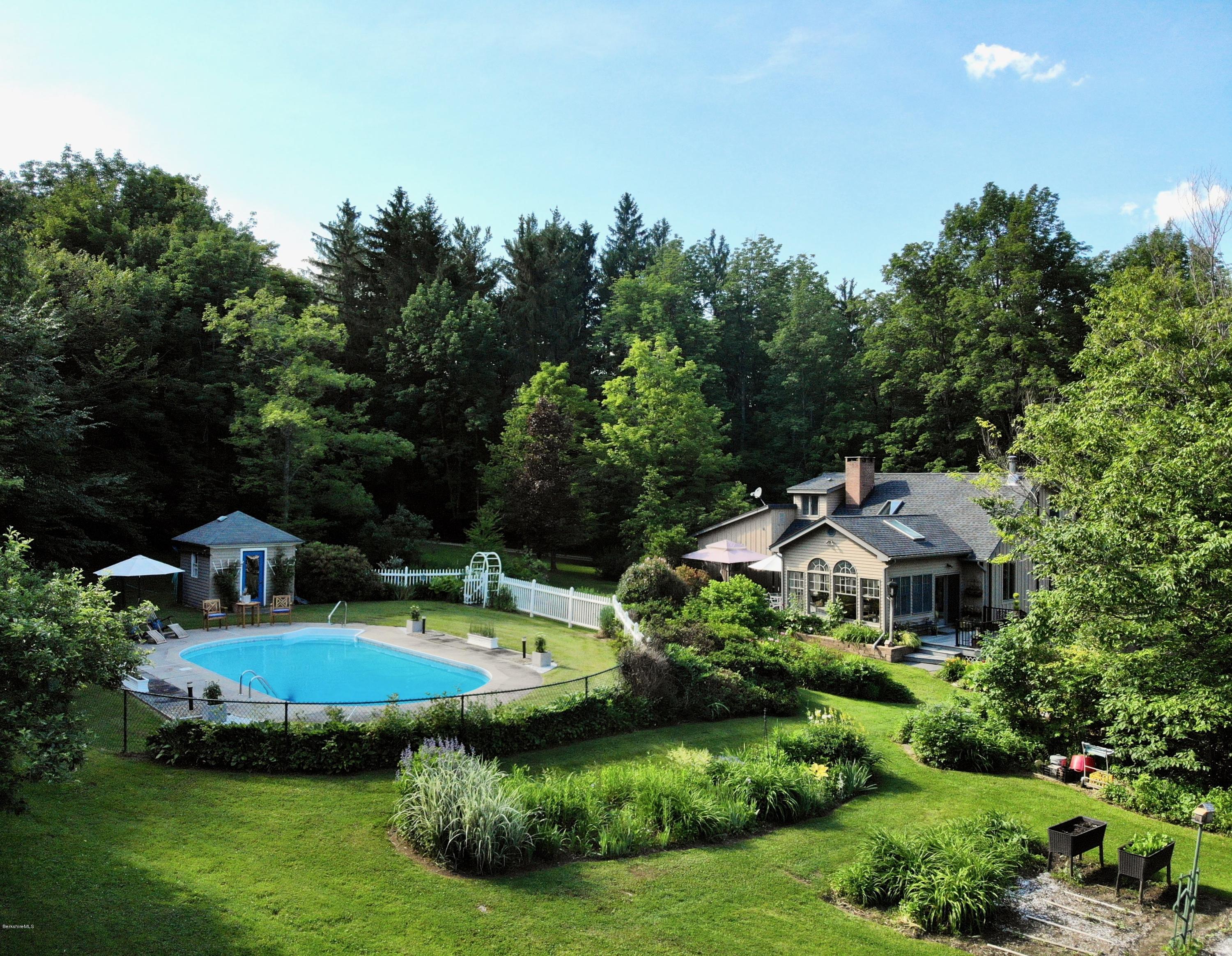 1016 High St Hill Road Windsor, MA 01270 - Photo 39 of 41 a aerial view of a house with swimming pool a yard and lake view