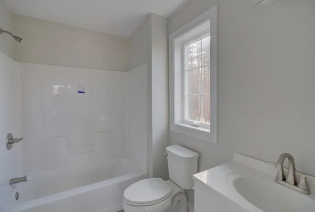 a white toilet sitting next to a bath tub