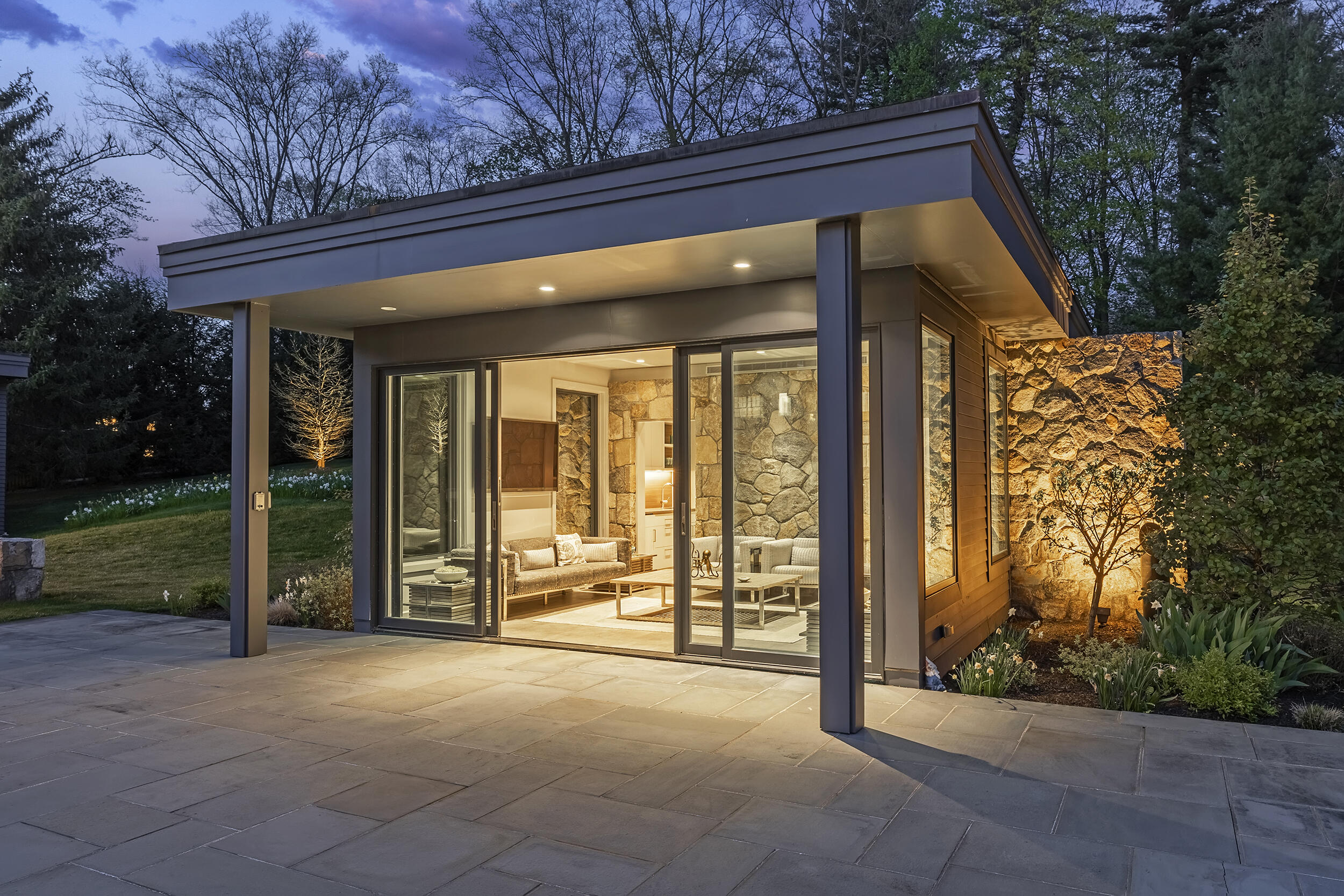 549 Oenoke Ridge New Canaan, CT 06840 - Photo 49 of 54 549_Oenoke_Twilight Pool House