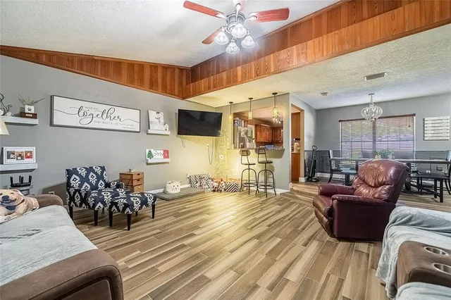 a living room with furniture