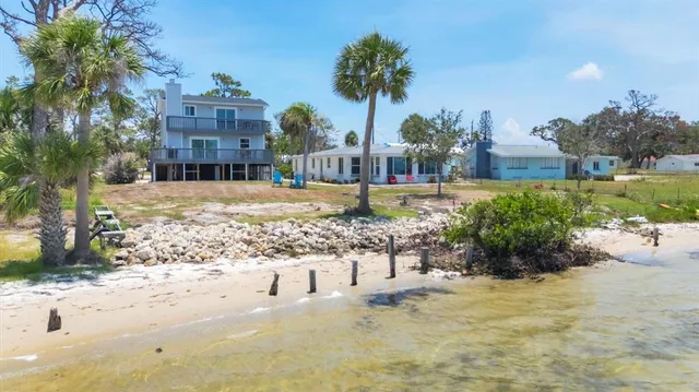 a view of a lake with a city
