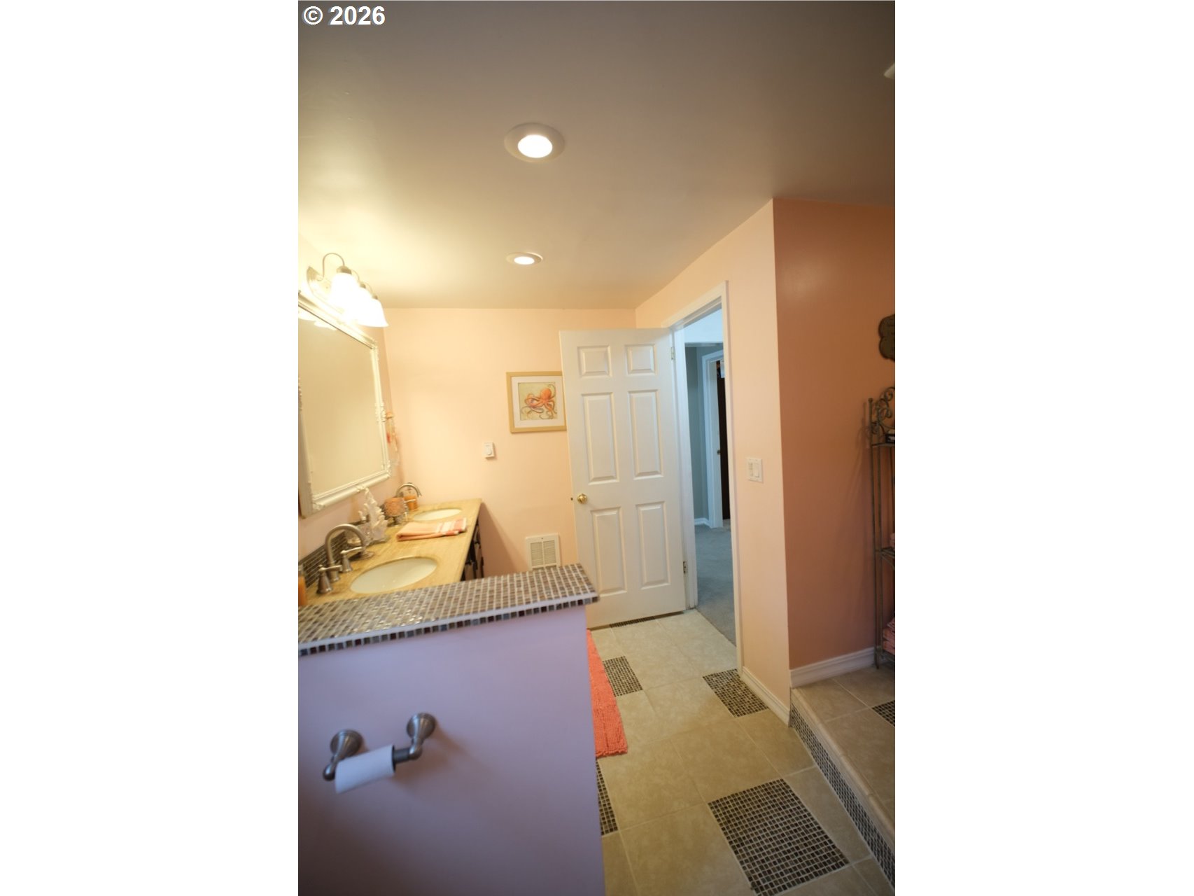 70214 Lakewood Road North Bend, OR 97459 - Photo 26 of 39 a bathroom with a granite countertop sink and a mirror