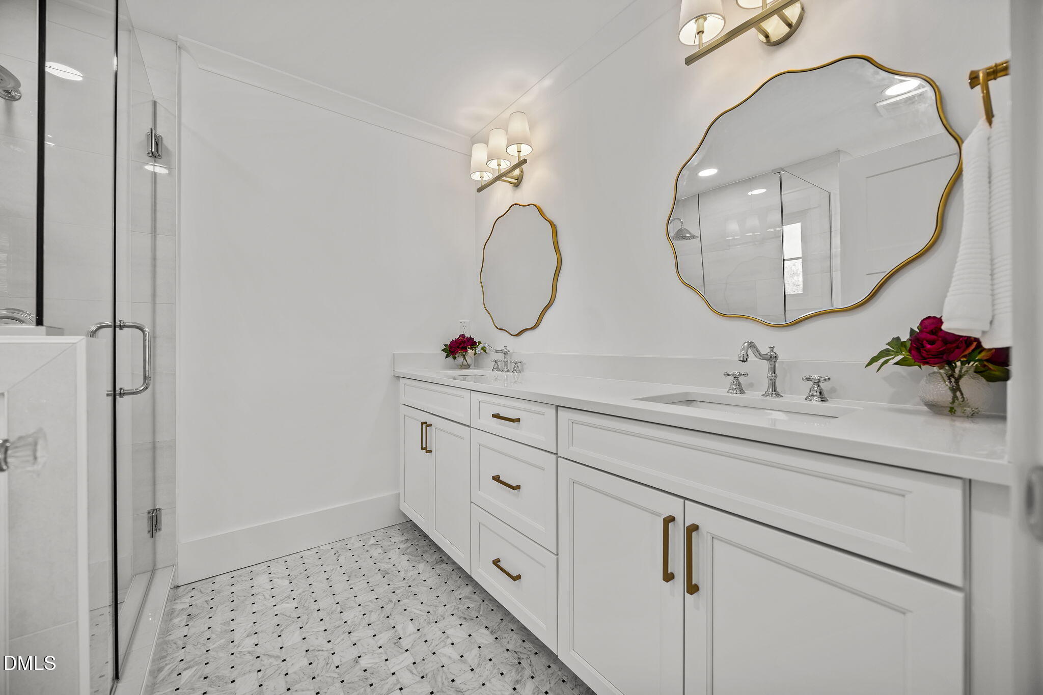 1710 Fairview Road Raleigh, NC 27608 - Photo 25 of 44 a bathroom with a double vanity sink mirror and shower