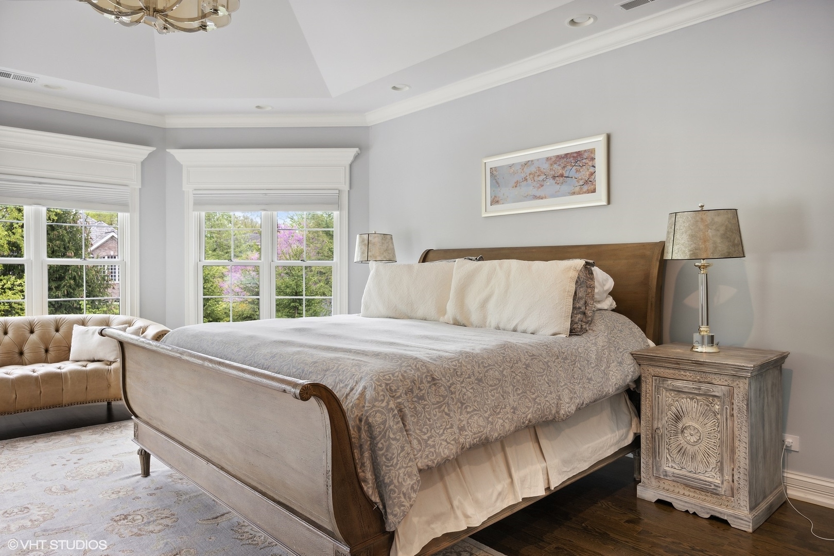 339 Linden Street Winnetka, IL 60093 - Photo 25 of 69 a bed sitting in a bedroom next to a window with a lamp