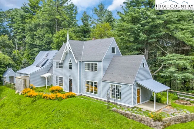 an aerial view of a house