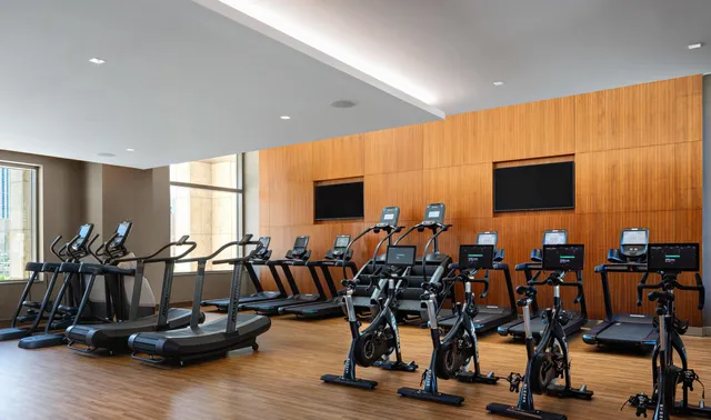 a view of a room with gym equipment