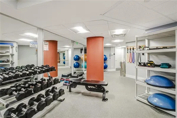 a view of a room with gym equipment