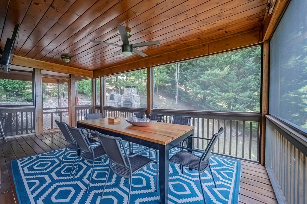 1722 Sun Rock Mountain Road Blue Ridge, GA 30513 - Photo 21 of 67 a view of a dining room with furniture window and outside view