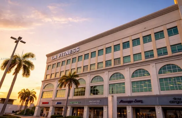 a front view of a multi story building