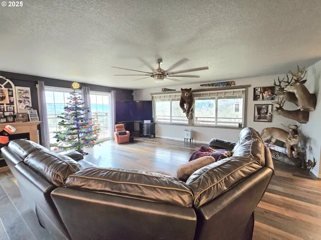 a living room with furniture or couch and a wooden floor