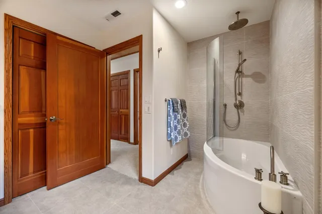 a view of a yard with a bench