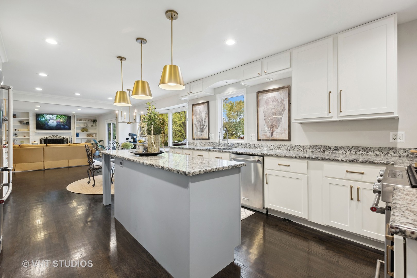 2S540 White Birch Lane Wheaton, IL 60189 - Photo 15 of 46 a kitchen with stainless steel appliances granite countertop a sink a stove and a wooden floors