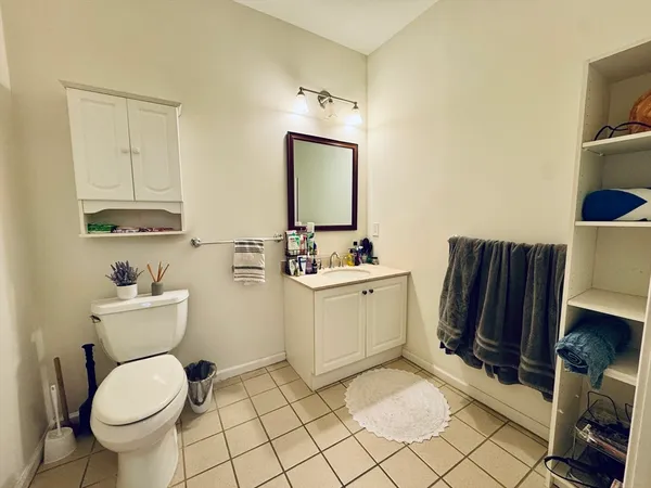 a bathroom with a sink toilet and vanity