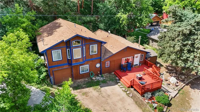 an aerial view of a house