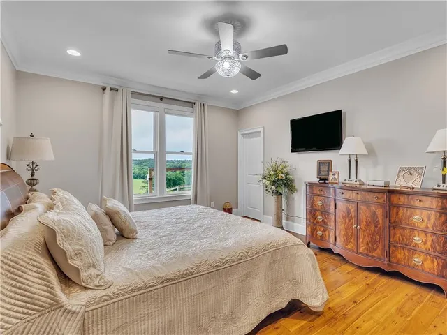 a view of a lake with outdoor space