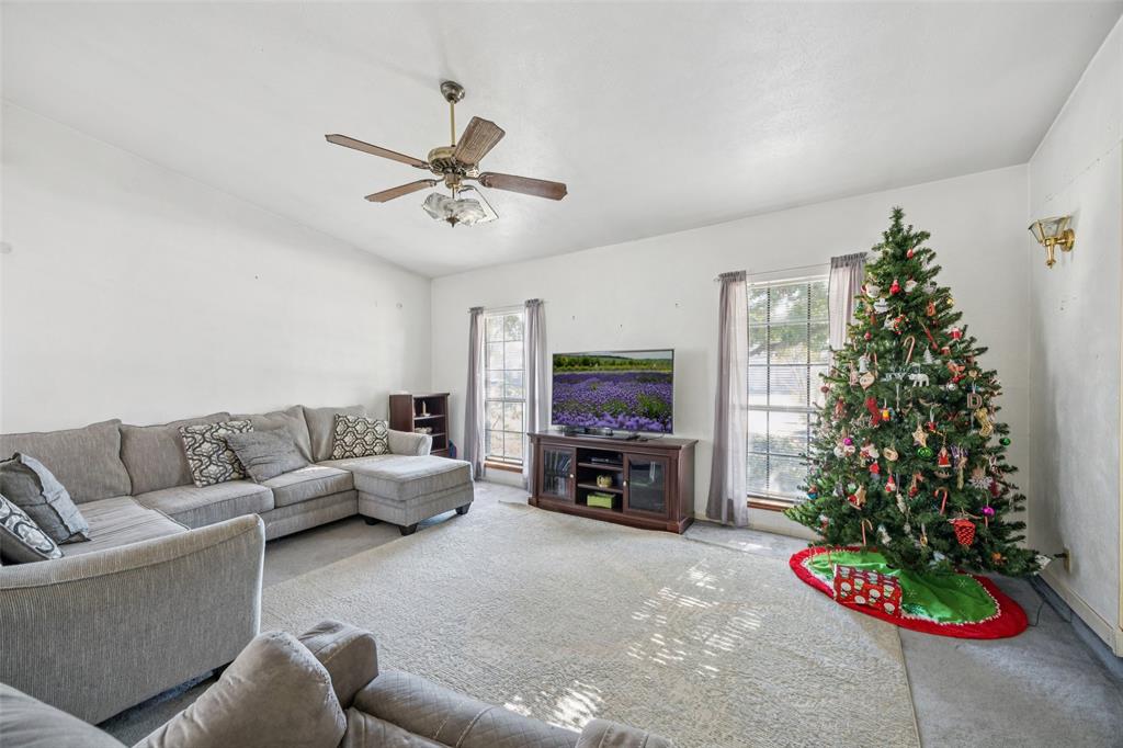 3113 Ridgemoor Drive Garland, TX 75044 - Photo 6 of 30 a living room with furniture a flower pot and a fireplace