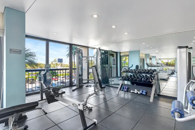a view of a room with gym equipment