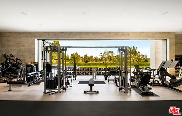 a view of a room with gym equipment