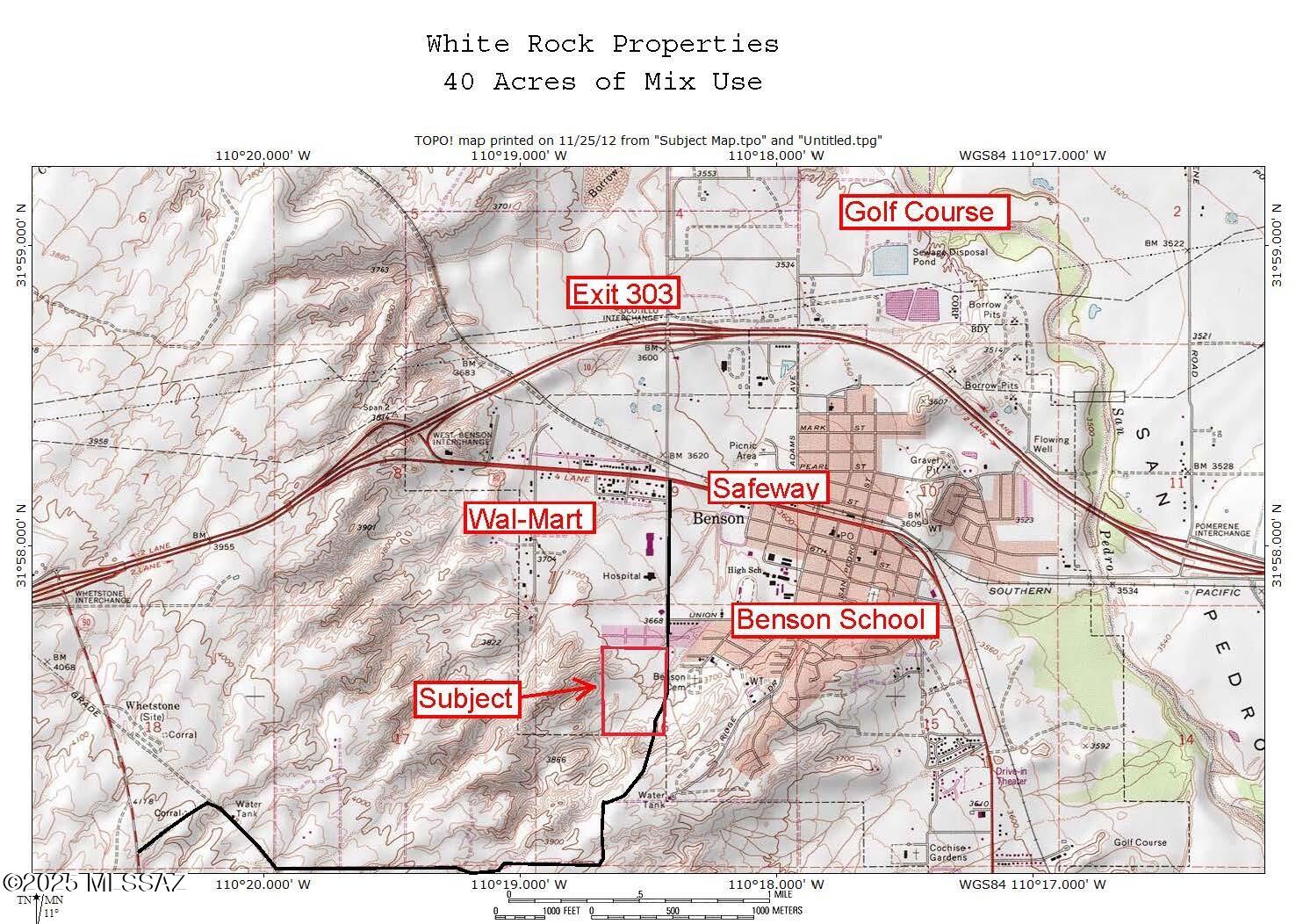 40 Acres Road Benson, AZ 85602 - Photo 2 of 4 Area Map + topo_Page_1