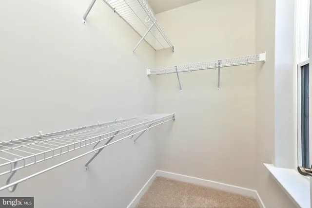 a view of a room with racks on the wall