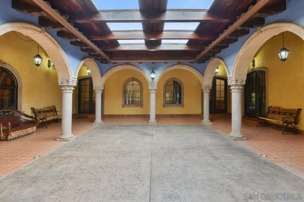 a view of a house with a patio
