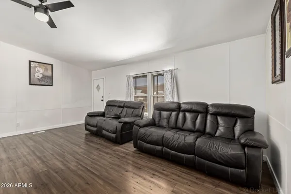 a living room with furniture