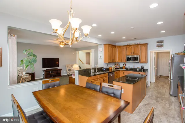 a large kitchen with lots of counter space