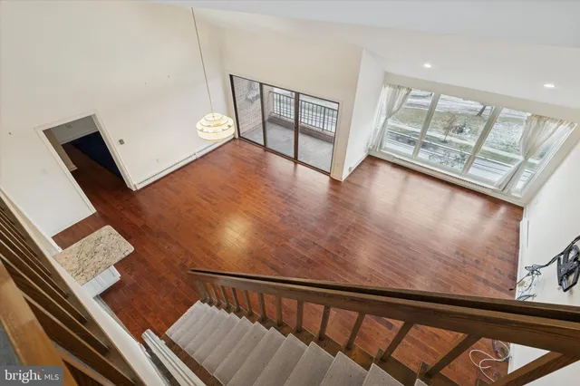 a view of wooden floor in a living room