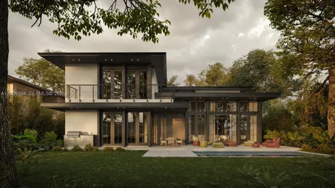 a front view of a house with a garden and plants