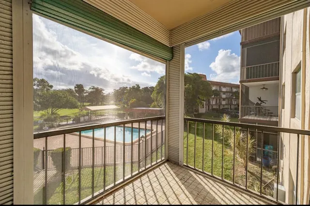 a view of a city from a balcony