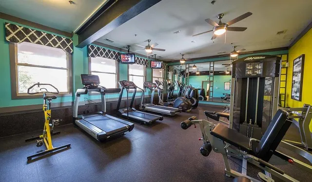 a view of a room with gym equipment