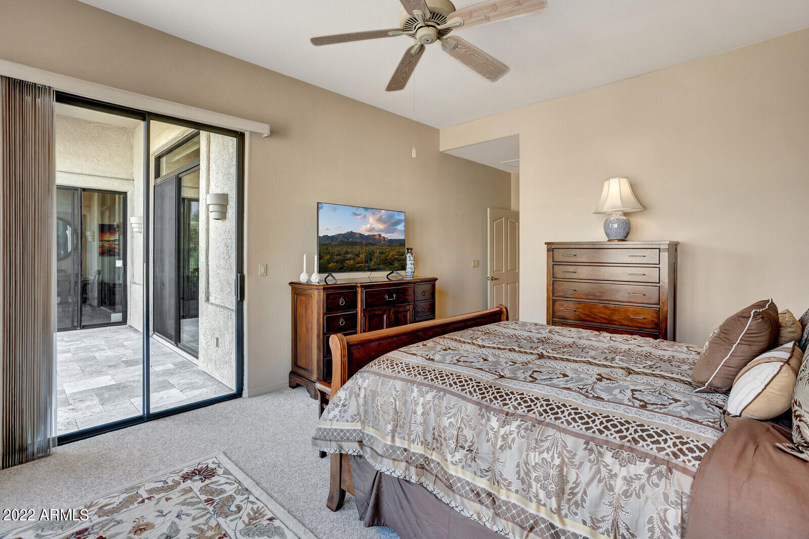 25615 North Sago Drive Rio Verde, AZ 85263 - Photo 16 of 63 Master Bedroom with Patio and TV