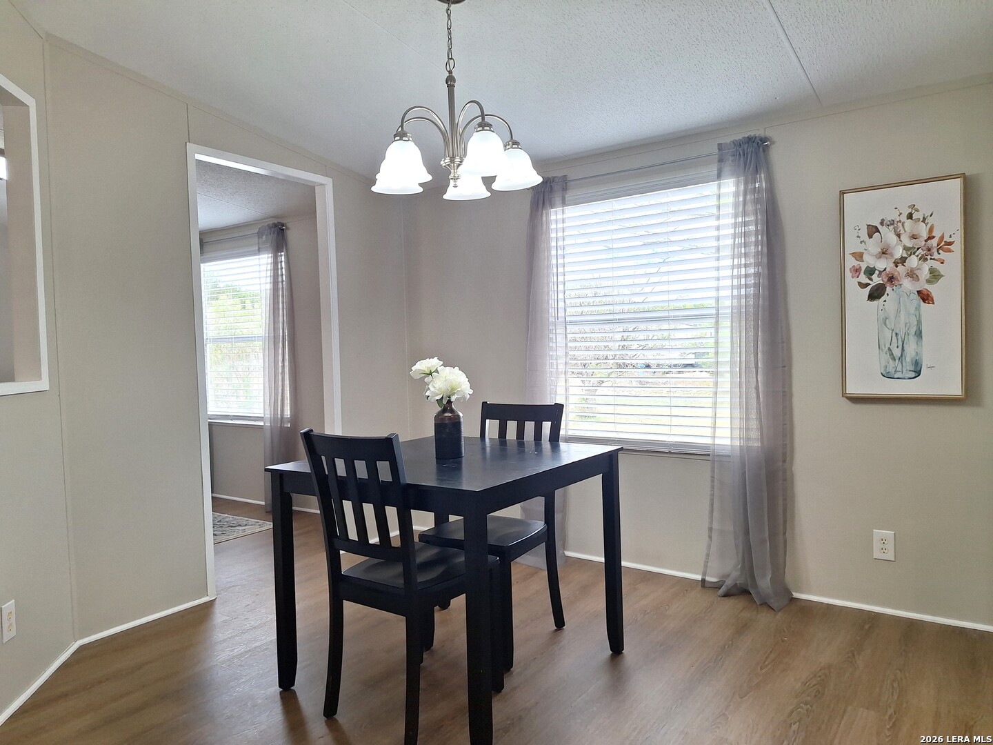 533 Las Hadas Spring Branch, TX 78070 - Photo 5 of 16 a view of a dining room with furniture wooden floor and chandelier