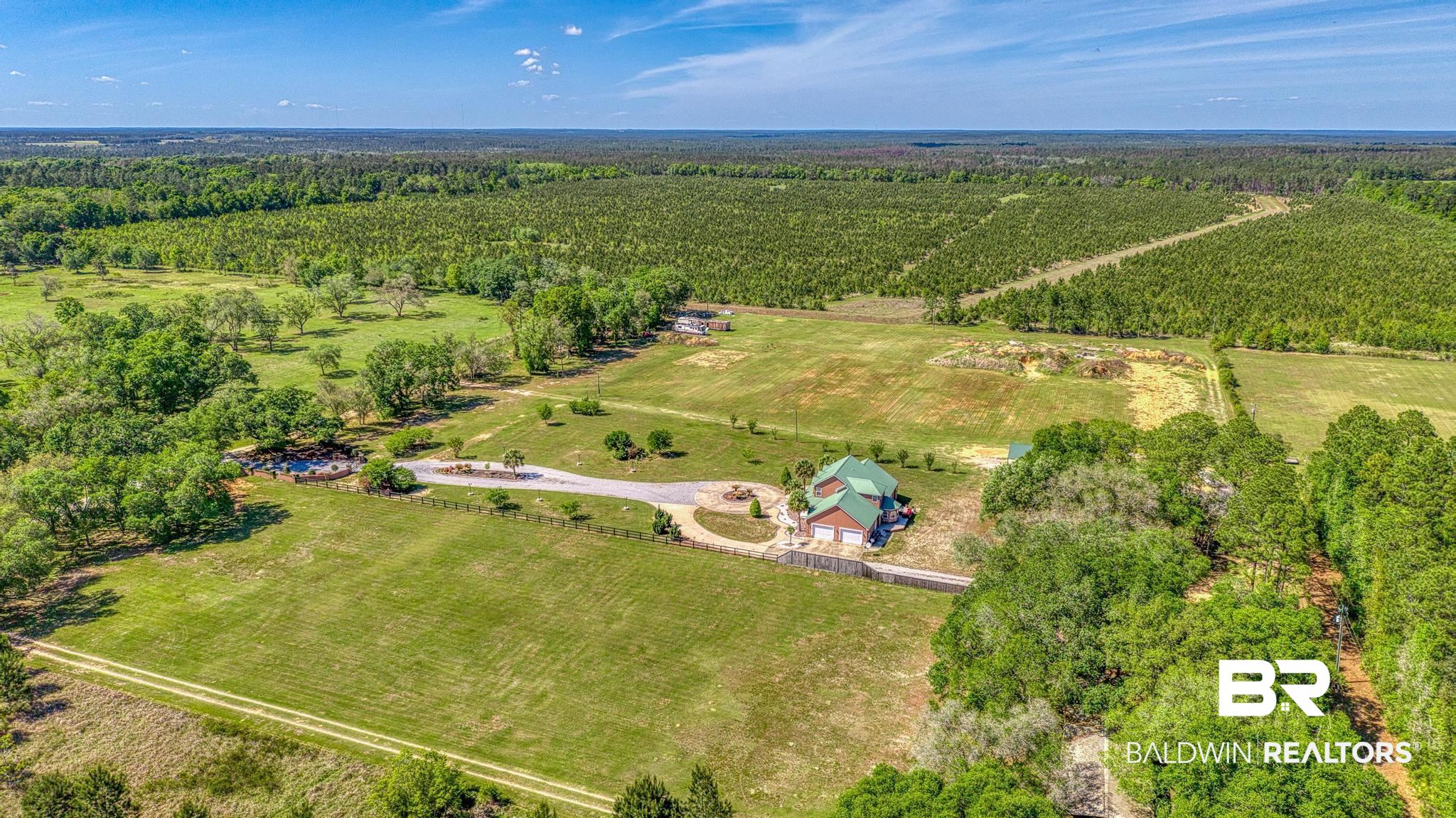 32875 Faircloth Road Lillian, AL 36549 - Photo 70 of 85 Overview of rural landscape featuring farmland and a heavily wooded area