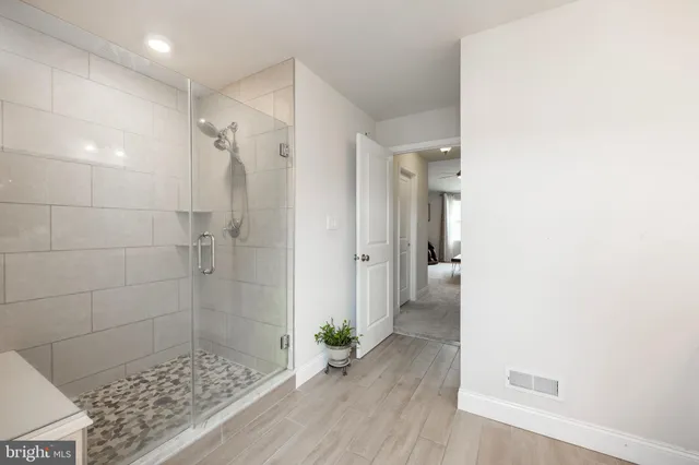 a bathroom with a shower