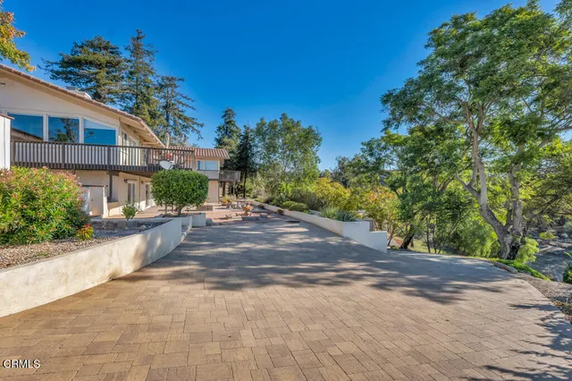 a view of a yard with chairs