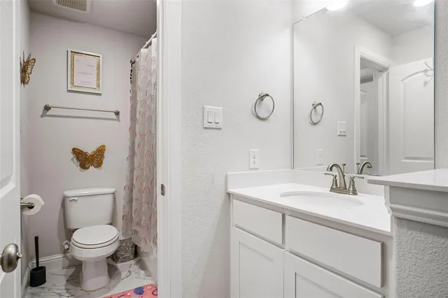 a bathroom with a sink toilet and vanity