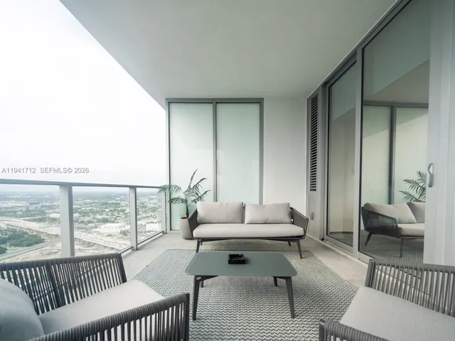 a view of a city from a balcony