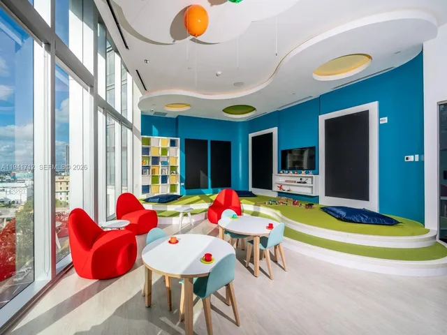 a front view of a multi story building